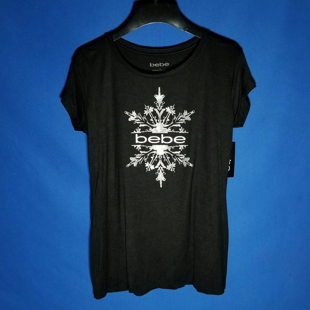 Bebe Women's Snowflake Graphic Tee Shirt
